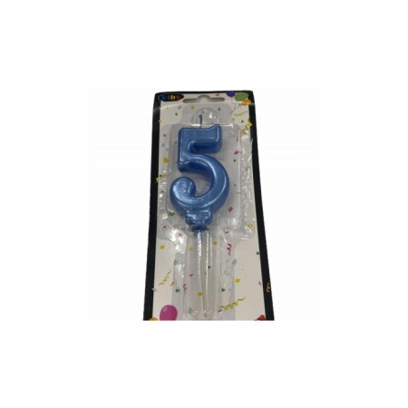 5 Yaş Açık Mavi Rakam Mum