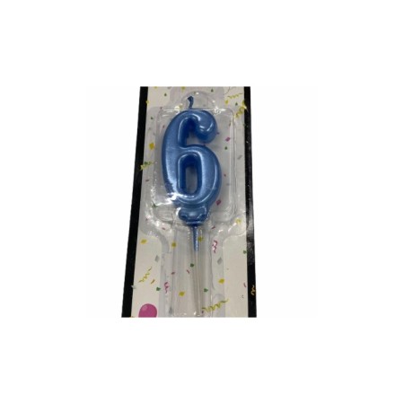 6 Yaş Açık Mavi Rakam Mum