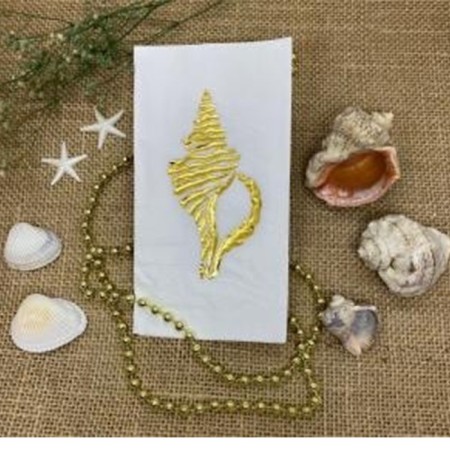 Gold Yaldızlı Beyaz Deniz Kabuğu Peçete