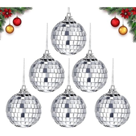 Disco Topu Aynalı Gümüş 6 cm 6 lı