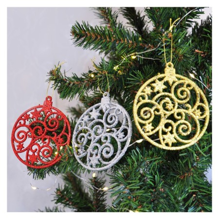 Yılbaşı Ağaç Süsü Simli 3lü 10 cm