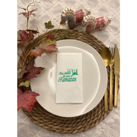 Yeşil Yaldızlı Beyaz Hoş Geldin Ya Şehr-i Ramazan Peçete 16 lı