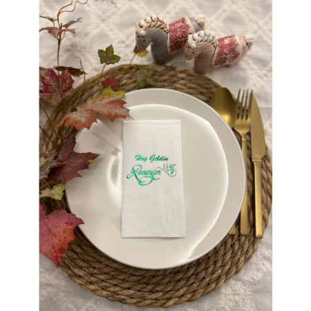 Yeşil Yaldızlı Hoşgeldin  Ramazan Yeni Model Peçete Garson 16 lı