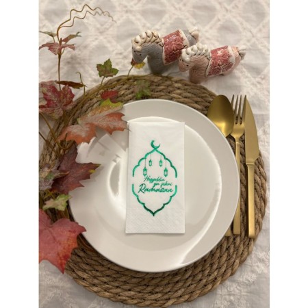 Yeşil Yaldızlı Beyaz Hoş Geldin Ya Şehri Ramazan Garson Katlama 16 lı Yeni Model