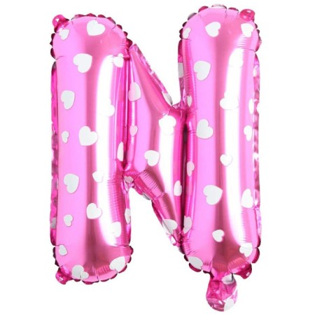 N Harf Pembe Folyo Balon 16 inç 36 cm