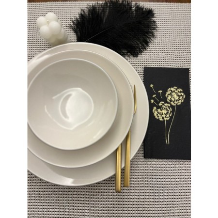 Gold Yaldızlı Siyah Hindiba Çiçeği Baskılı Garson Katlama Peçete 16 lı