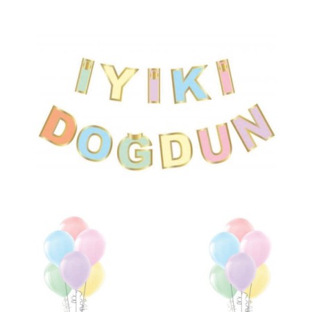 İyi Ki Doğdun Gold Varak Baskılı Banner 200x17 cm