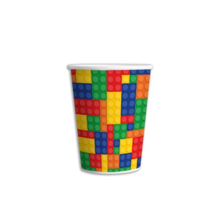 Renkli Bloklar Temalı Karton Bardak 8 Adet