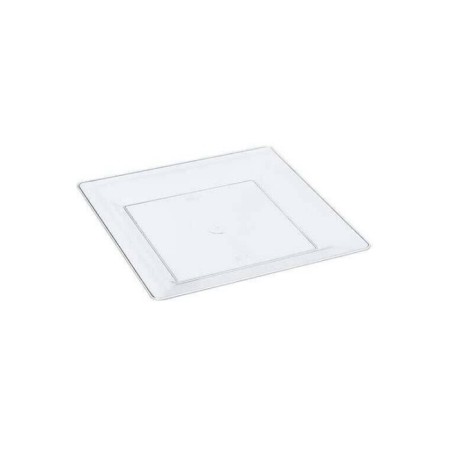 Plastik Porselen Görünümlü Kare Şeffaf Tabak 22 cm 10 Adet