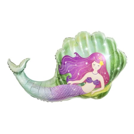 Yeşil Deniz Kızı Folyo Balon 89x62 cm