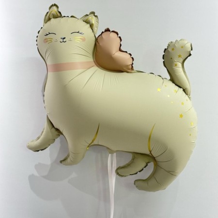 Retro Beyaz Kedi Folyo Balon 67x62 cm