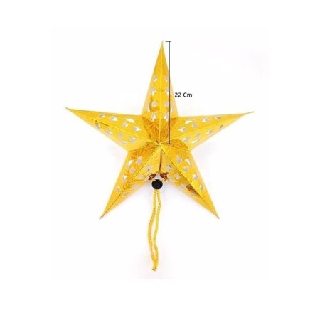 Yıldız 3D Helogramlı Karton 22 Cm Altın