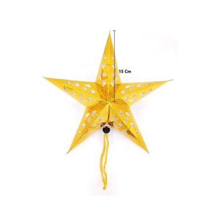 Yıldız 3D Helogramlı Karton 15 Cm Altın