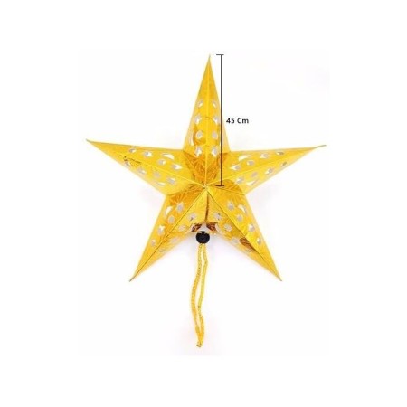 Yıldız 3D Helogramlı Karton 45 Cm Altın