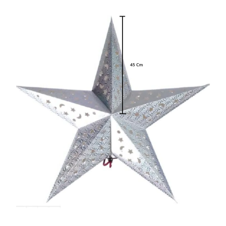 Yıldız 3D Helogramlı Karton 45 Cm Gümüş