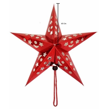 Yıldız 3D Helogramlı Karton 45 Cm Kırmızı