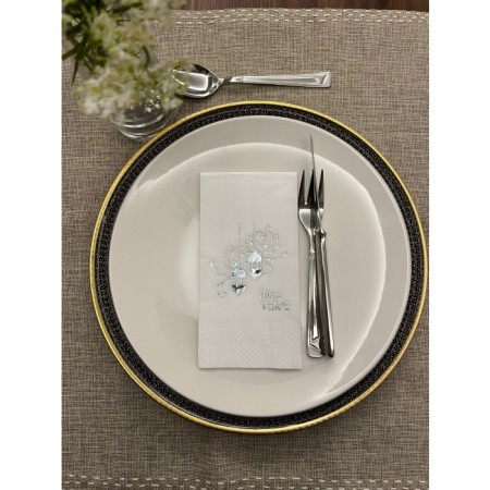 Gümüş Yaldızlı Beyaz İftar Vakti Garson Peçete 16 Adet