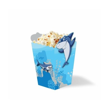 Köpek Balığı Temalı Özel Kesim Mısır Kutu 8 Adet