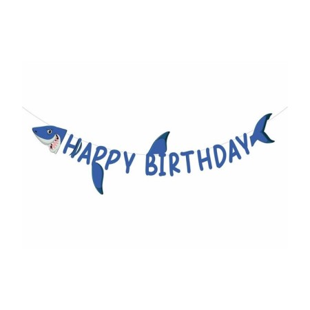 Köpek Balığı Temalı Happy Bırthday 3DBanner 120 cm