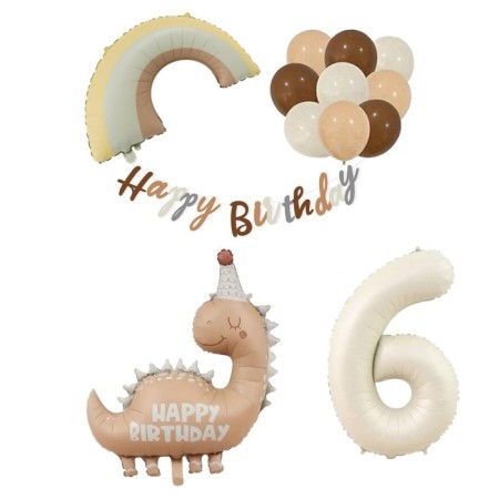 Retro Dinozor Temalı Doğum Günü Folyo Lateks Balon Seti