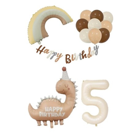 Retro Dinozor Temalı Doğum Günü Folyo Lateks Balon Seti
