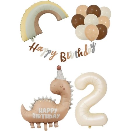 Retro Dinozor Temalı Doğum Günü Folyo Lateks Balon Seti