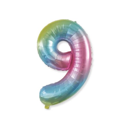 9 Rakam Rengarenk Folyo Balon 40 inç 100 cm