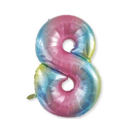8 Rakam Rengarenk Folyo Balon 40 inç 100 cm
