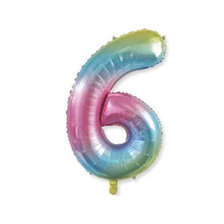 6 Rakam Rengarenk Folyo Balon 40 inç 100 cm