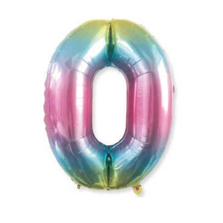 0 Rakam Rengarenk Folyo Balon 40 inç 100 cm