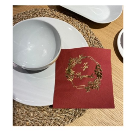 Gold Yaldızlı Bordo İyi Bayramlar Peçete 33x33