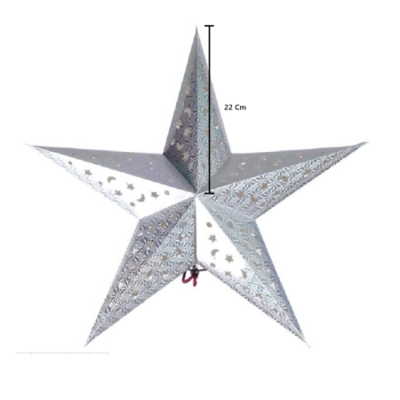 Yıldız 3D Helogramlı Karton 22 Cm Gümüş