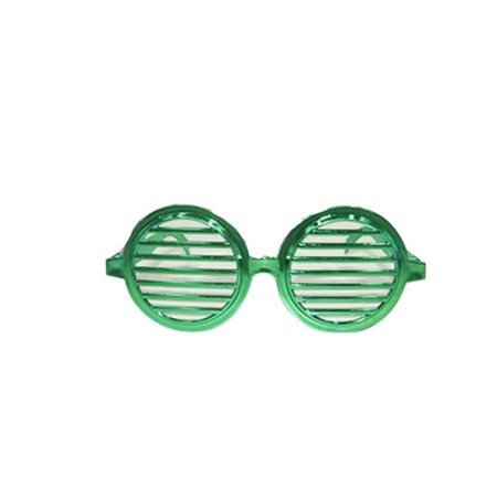 Parti Gözlük Plastik Camsız Panjur Yuvarlak Şekilli Yeşil 14x6 cm