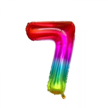 7 Rakam Gökkuşağı Folyo Balon 80 cm