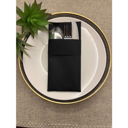 Air Laid Kanguru (Cepli) Peçete, Kumaş Hissi Veren 12 Adet 40x40 Siyah Renk