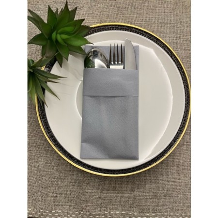 Air Laid Kanguru (Cepli) Peçete, Kumaş Hissi Veren 12 Adet 40x40 Gri Renk