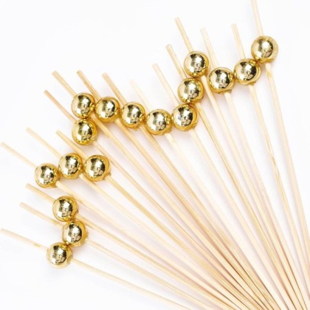 Bambu İncili Altın Renkli Kürdan 12 li