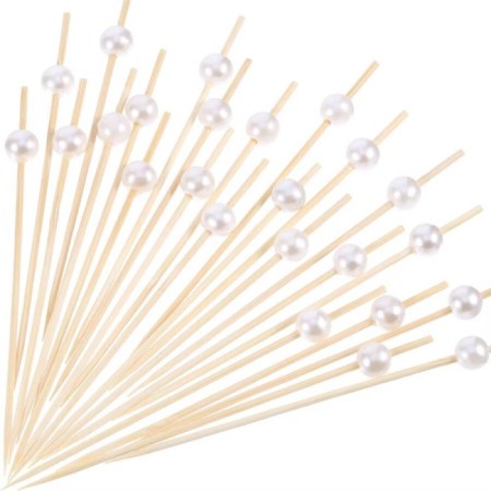 Bambu İncili Beyaz Renkli Kürdan 12 li