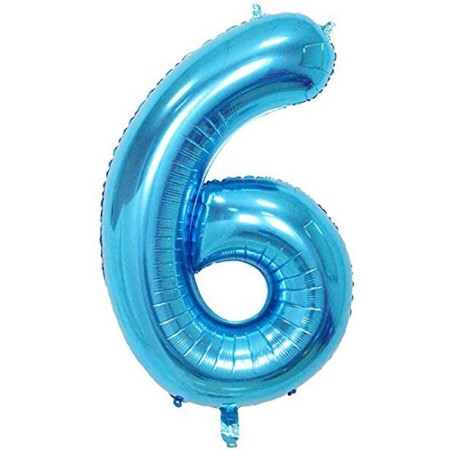 6 Rakam Mavi Folyo Balon 40 inç 100 cm