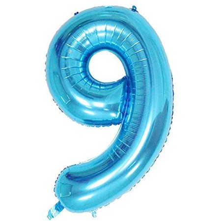 9 Rakam Mavi Folyo Balon 40 inç 100 cm