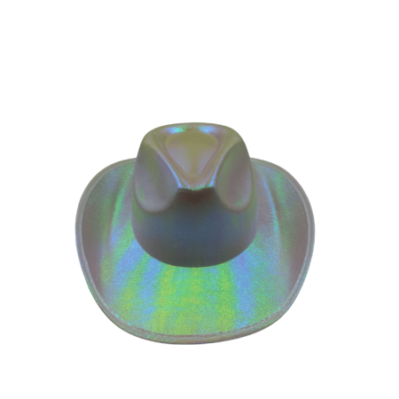 Beyaz Neon Hologramlı Kovboy Şapka 32x39x14 cm