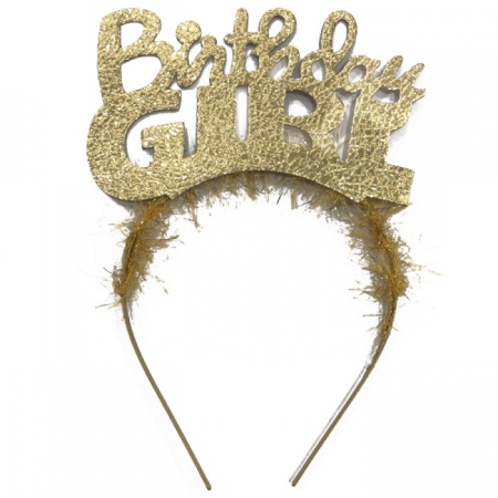 Bırthday Gırl Gold Yazılı Metal Taç