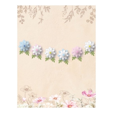 Papatya Yaprak Ve Ponpon Temalı Kağıt Renkli Banner 6 Parça