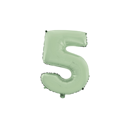 5 Rakam Mat Mint Yeşili Folyo Balon 26 inç 66 cm