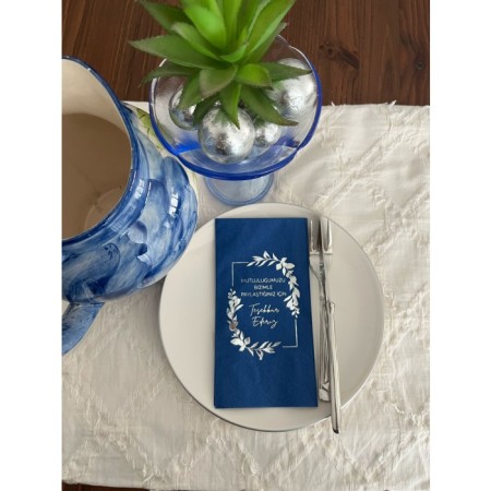 Gümüş Yaldızlı Lacivert Mutluluğumuzu Bizimle Paylaştığınız İçin Teşekkür Ederiz Peçete 16 Adet