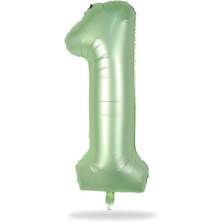 1 Rakam Retro Yeşil Folyo Balon 34 inç 76 cm