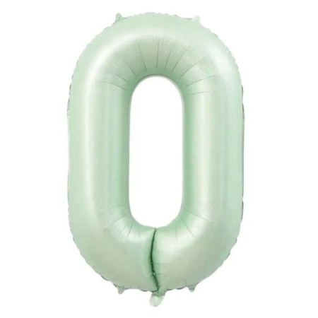 0 Rakam Retro Yeşil Folyo Balon 34 inç 76 cm