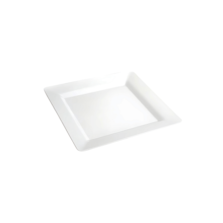Plastik Porselen Görünümlü Kare Beyaz Tabak 18 cm 10 Adet