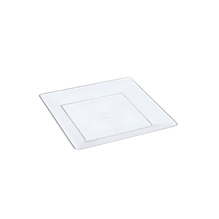 Plastik Porselen Görünümlü Kare Şeffaf Tabak 18 cm 10 Adet