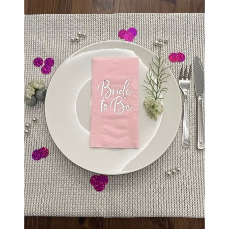 Gümüş Yaldızlı Pembe Bride To Be Peçete 16 lı
